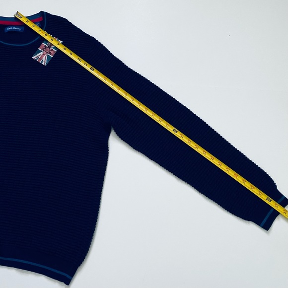 NEW ENGLISH LAUNDRY SWEATER Block Ribbed Navy Blue Collar Cuff Accents SIZE XL - Picture 7 of 10